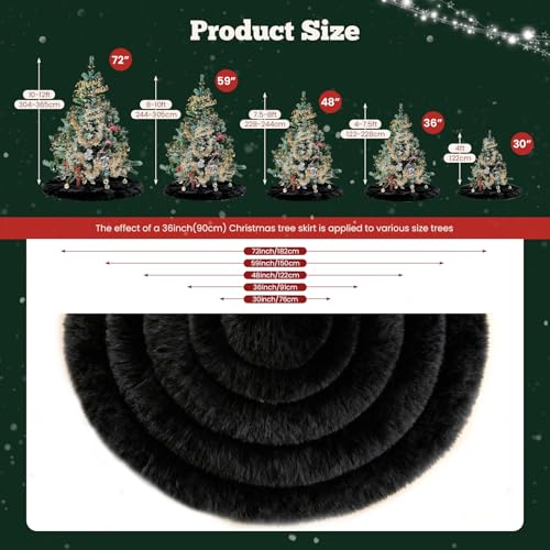 iMucci 36inch Christmas Tree Skirt Thick Wool Fur Black Tree Skirt Small Tree Skirts Black Trees Skirt Holiday Party Decoration by iMucci - Image 5