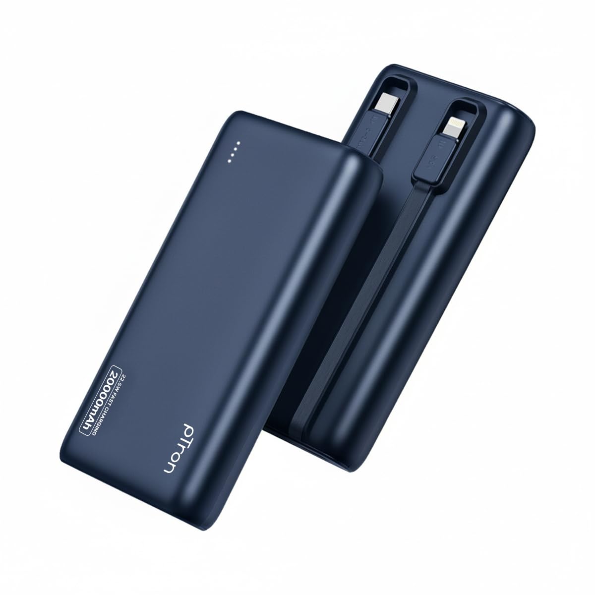pTron 20000mAh Powerbank w/ 22.5W Fast Charging, USB & Type C Output, Built-in Cables, Compatible w/Power Delivery, Quick Charge for iPhone, Android Mobile & Tablets, Dynamo Storm (Indigo Blue)