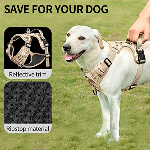 HEELE Hundegeschirr Camouflage Welpen Verstellbar Geschirr Hund Brustgeschirr Reflektierend Atmungsaktiv Hundegeschirr für Kleine Mittlegroße Hunde, Camouflage Braun, S