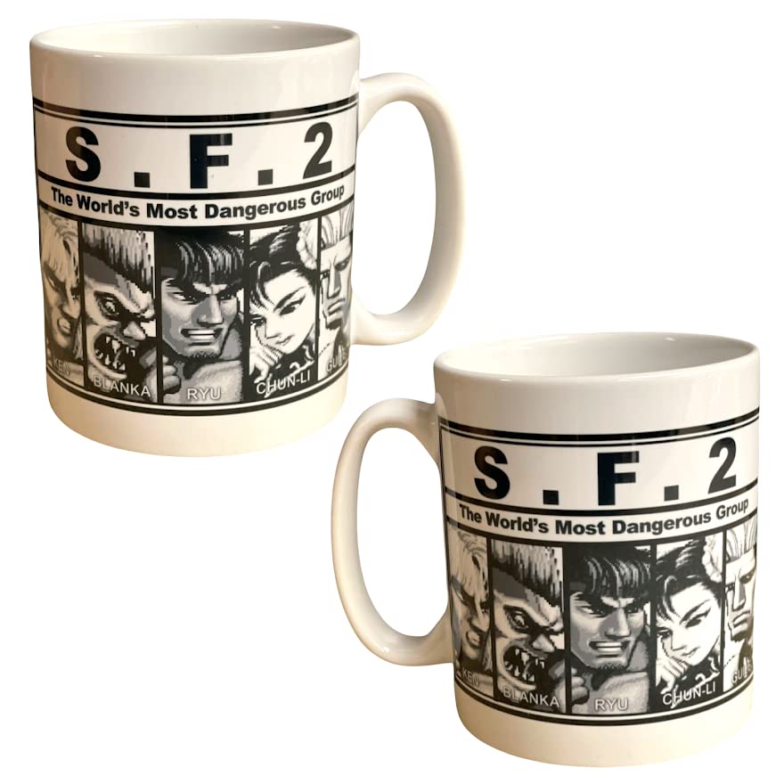 Caribou LivingStreet Fighter 2 Classic Retro Worlds Most Dangerous Group Porcelain Mug Cup 380ml Tea Coffee - 2 Mugs