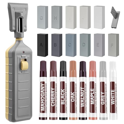 Laminat Vinyl Reparaturset,11 Farben Hartwachs und 8 Farben Holzmarker mit Schmelzwerkzeug, Möbel Holzreparatur Set für Vinylboden, Linoleumbodenbelag, laminatboden Flecken, Löcher, Kratzer, Risse
