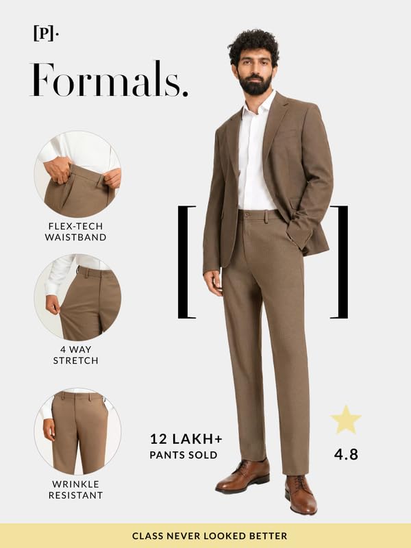 Image of The Pant Project Luxury PV Lycra Stretchable Formal Pants for Men | Stylish Relaxed Fit Men's Wear Trousers for Office or Party | Mens Fashion Dress Trouser Pant
