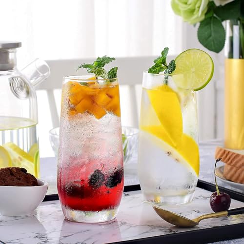 Image of bellemax 280 ML Juice Glass | Premium Crystal Clear Drinking Water Glasses | Elegant Long Tumbler Glasses for Juice, Mocktails, Cocktails, Soft Drinks & Daily Use (Set of 6)