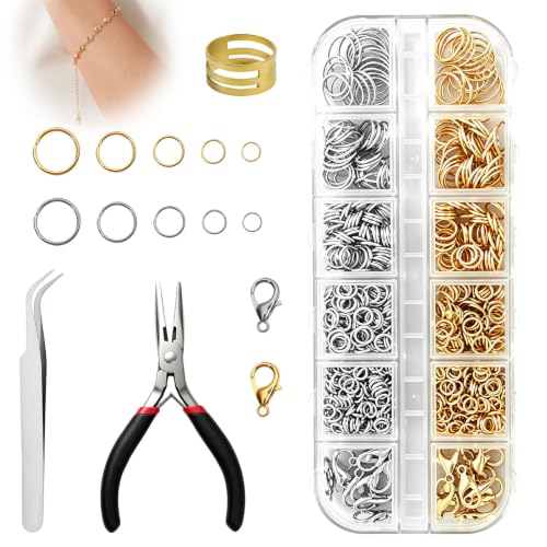 MeFay 14330 Pièces Kit de Fabrication de Bijoux, Anneaux Ouverts en Acier Inoxydable avec Fermoirs et Outils, pour Créer Colliers, Bracelets et Boucles d'Oreilles, Adapté aux Adultes et Débutants