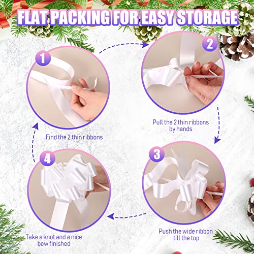 100 Pcs 5 Inch Pull Bows For Gift Wrapping, Gift Wrapping Pull Bows With Ribbon For Christmas Presents Wedding Decor Gift Basket Gift Bag Holiday Decor (White) #TOP3