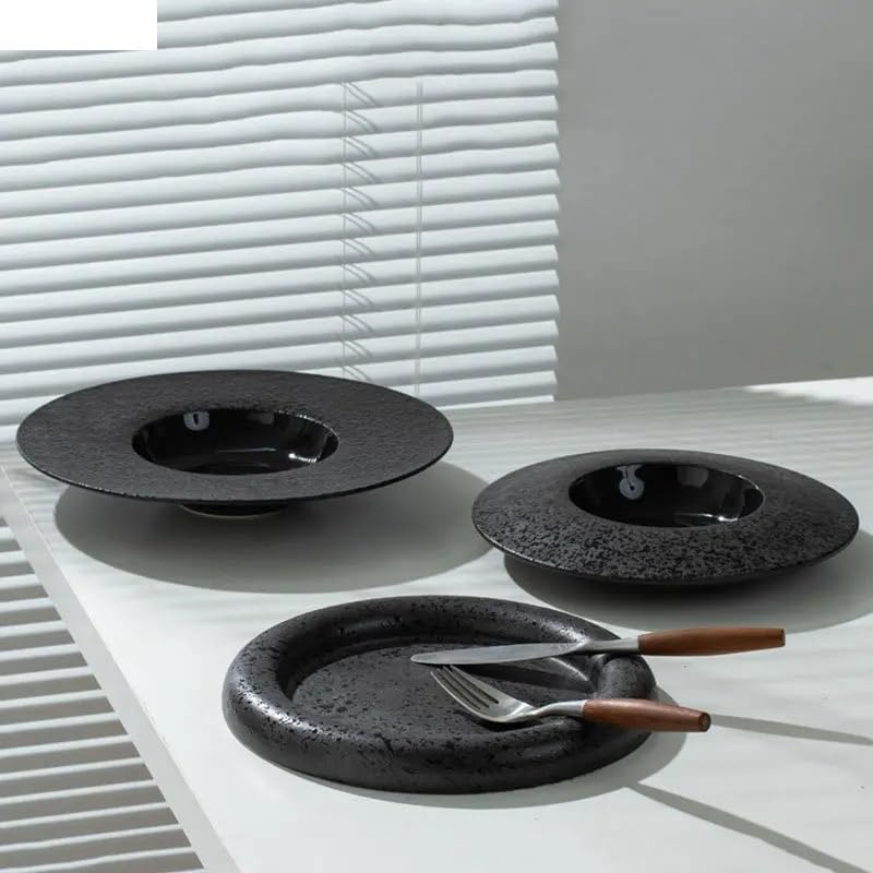 Talerze Obiadowe Ceramiczne Talerze Obiadowe Retro Kreatywne Grube Talerze Do Zupy Talerze Do Steków Talerze Deserowe Talerze Na Przekąski Jednolity Kolor Naczynia Talerz Do Zimnych A 9 Inch-One Size