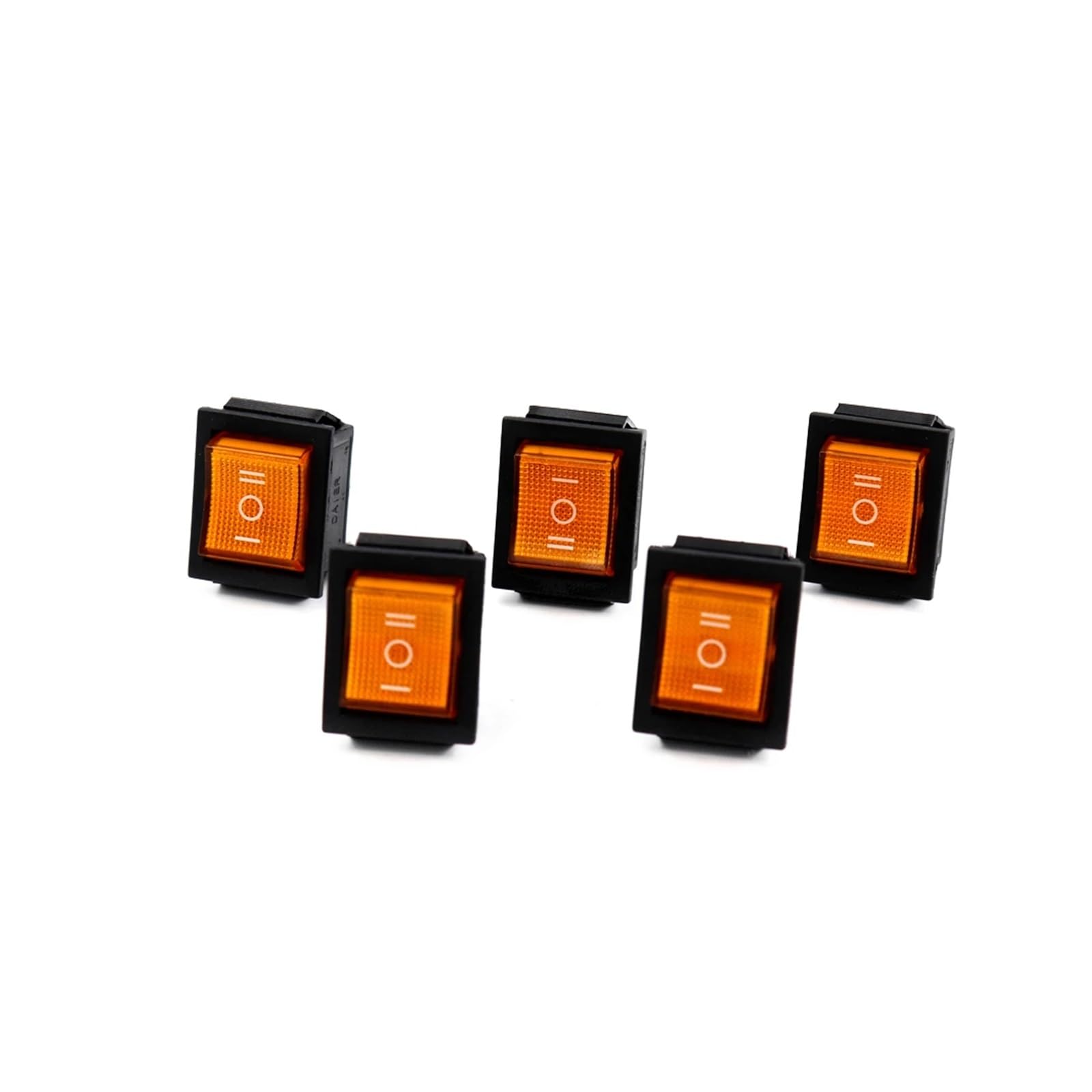 5 interruptores amarillos de 220 V KCD4 con forma de barco, botón de encendido, apagado y encendido de 6 pines con luz
