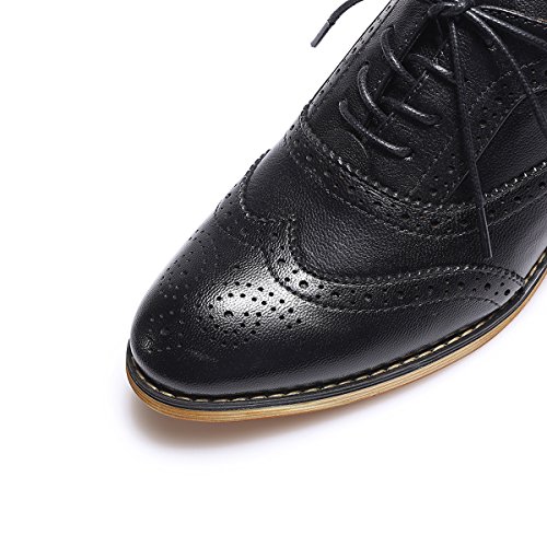 Image of Mona flying Women's Wingtip Oxfords Ladies Lace-up Leather Brogue Shoes