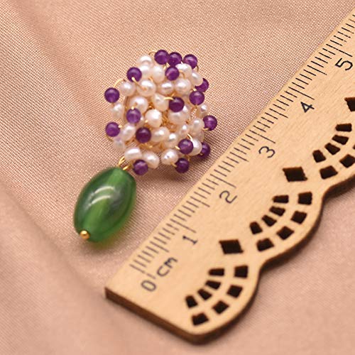 SALAN Orecchini di Perle Naturali per Le Donne Orecchini A Bottone A Forma di Fiore in Argento Sterling 925 Raffinati Gioielli da Donna