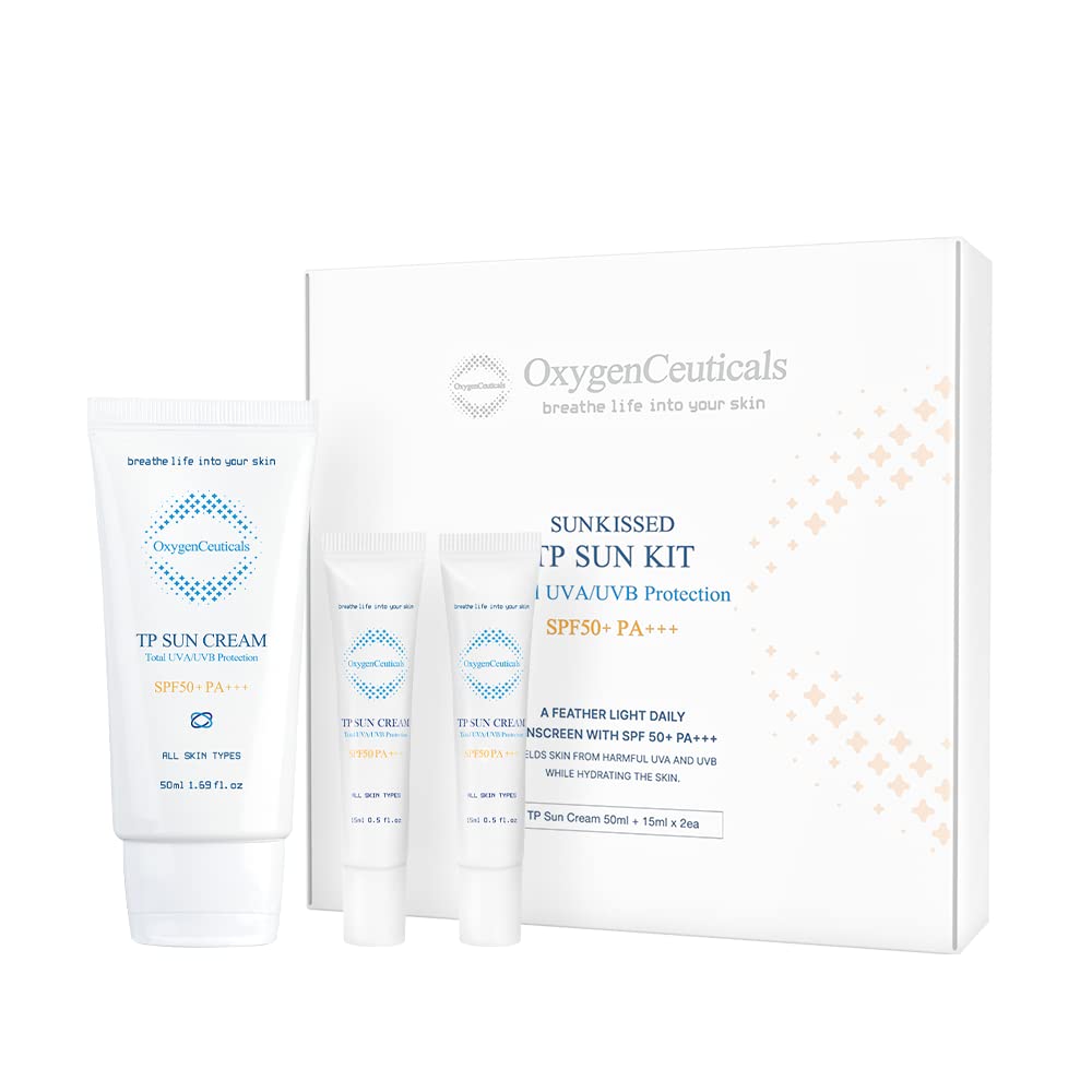 OxygenCeuticals SunKissed TP Sun Kit β Sun Protection Facial Kit to Defend & Protect Skin from Harmful UV Rays, 3-Piece Set for Face. 1.01+0.5+0.5 fl.oz