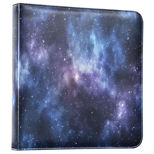 Kigai Galaxy Photo Album Self Adhesive Scrapbook Album Leather Cover DIY Picture Scrap Book with 20 Adhesive Sheets, 11.8x24x0.8 inch