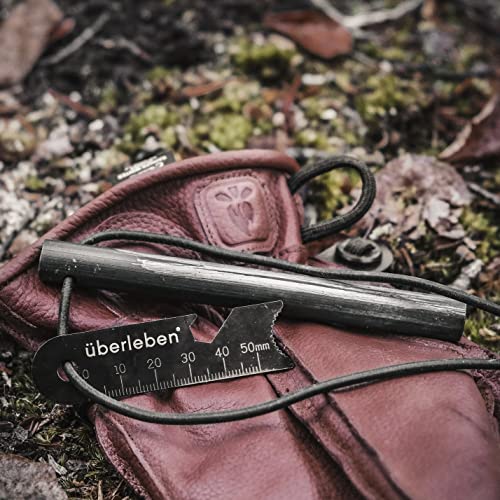 Überleben Kräftig Fire Starter - Round Ferro Rod - 1/2" Thick Fire Steel - 20,000+ Strikes, 5,500F/3000C Sparks - Survival Igniter With Shock-Cord Lanyard & Multi-Tool Striker - 5"/ 12.7Cm Length #TOP5