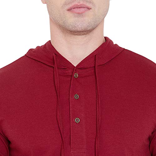 Image of LE BOURGEOIS Men Solid Regular Fit Hooded Neck Full Sleeve Cotton Sweatshirt Hoodie T-Shirt