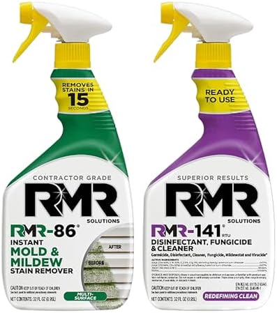 RMR Brands DIY Mold & Stain Remover Bundle, Complete Mold Killer & Mildew Prevention Kit, Disinfectant Spray, Includes 2-32 fluid ounce Bottles