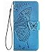 TANYO Schmetterling Flip Folio Hülle für Samsung Galaxy S20 FE (Fan Edition), Schutzhülle PU/TPU Leder Klapptasche Handytasche mit Kartenfächer, Handyhülle - Blau
