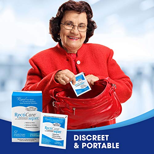 Recticare SUVELAM Medicated Anorectal Wipes – Maximum Strength Topical Numbing – 5% Lidocaine & Glycerin – 12 Pack thumb #2
