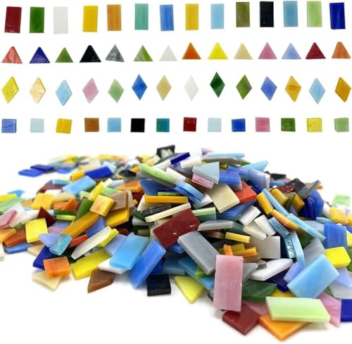 Lot de 1100 carreaux de mosaïque colorés en verre pour bricolage - 970 g - Pour la maison, la cuisine, les projets de mosaïque de salle de bain
