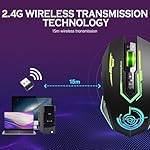 UHURU Wireless Gaming Mouse Up to 12000 DPI, Rechargeable USB-C Wireless Mouse with 7 Buttons 7 Dynamic LED Color Ergonomic Programmable MMO RPG for PC Laptop, Compatible with Windows Mac - Image 2