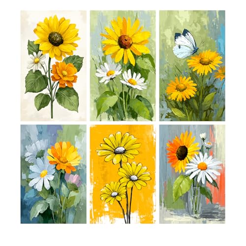 Image of SiddArtify Floral Wall Art Prints Set - Botanical Flower Poster Decor for Living Room Bedroom Office - 8x12 inch Board Pack of 6