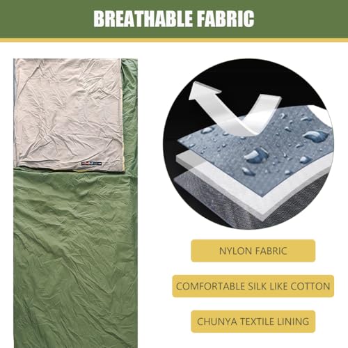 Image of Proberos Ultralight Cotton Sleeping Bag for Adults -3C to 15C (650g), Portable Thermal Sleeping Bag for Camping, Hiking, Trekking & Travel, Outdoor Adventure Gear (Green)