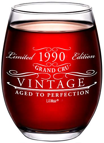 1990 32nd Birthday Gifts Women Men  Thirty Two Year Old Bday Wine Glass 