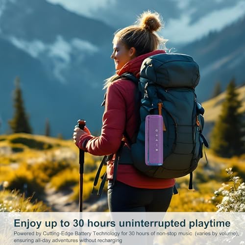 Portable Bluetooth Speaker, IPX7 Waterproof Wireless Outdoor Speaker, Interactive Tap-to-Play Fun, 25H Playtime, Bass Boosted, LED Lights, TWS Pairing for Beach, Pool, Shower, Gift, Purple