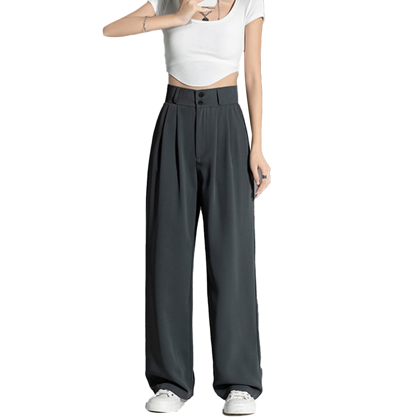 Womens Wide Leg Dress Pants High Waist Casual Loose Style Slacks Work Office Business Dress Pants