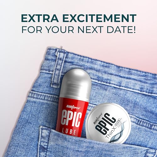 Image of Manforce Epic ThinX Condoms 10 Units with Epic Strawberry Lube| 0.03mm Ultra Thin Condoms| Water-based Lube