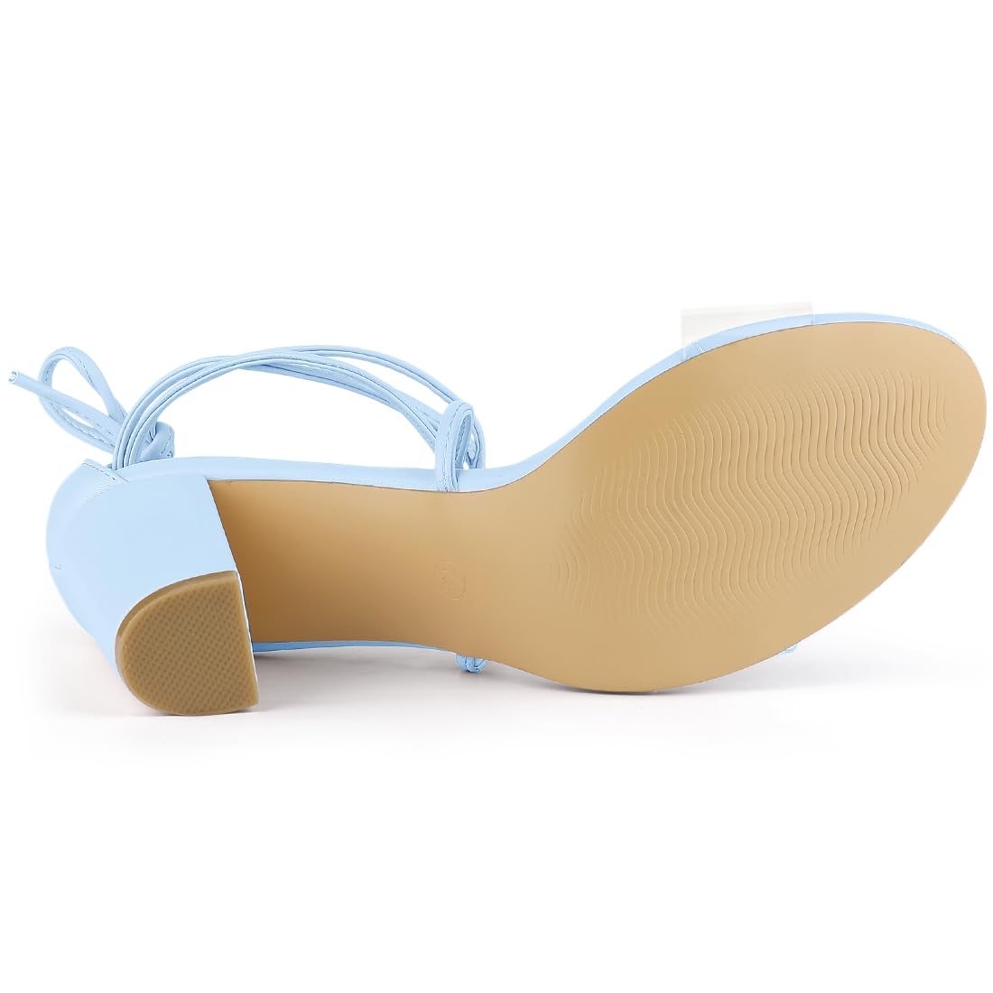 Allegra K Sandales à talons carrés à lacets pour femme, bleu, 38 EU