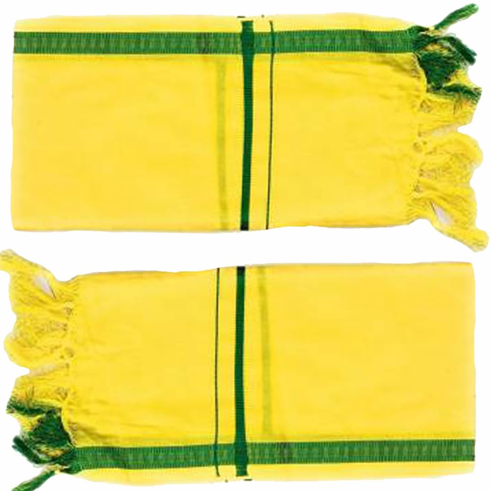 Temple Wear Gamcha || Traditional || Temple || Gold Zari Border || Pooja || Kerala || Devotional || Wear || Gamcha || Towel || Thorthu || Gamosa (150 GSM)(Pack of 2)(Size: 29 inch x 55 inch)-image-17