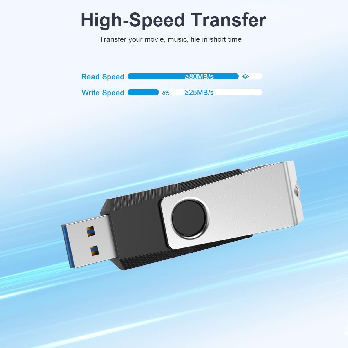 Aiibe 128GB Flash Drive USB 3.0 Flash Drive Thumb Drive High Speed Jump Drive 128GB Memory Stick Zip Drive USB Drive for Laptop - Black