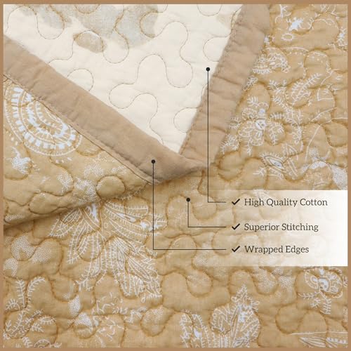 Image of Paseo Road Elsa Cowhide 3 Piece King Tan Cotton Western Bedding Quilt Set