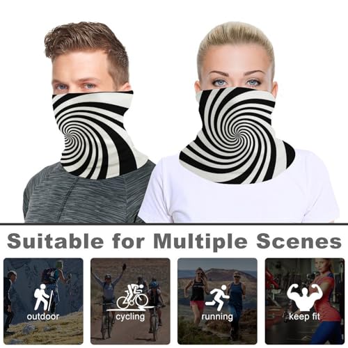Psychedelic Spiral with Radial Unisex Face Mask Breathable Neck Gaiter Face Covers with Drawstring Seamless Bandanas Scarf4