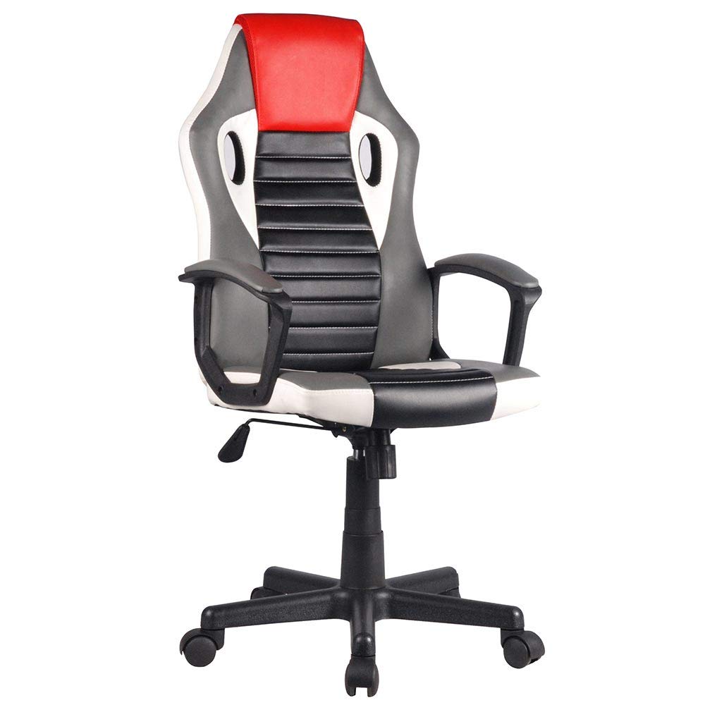 BAKAJI Poltrona Presidenziale Ergonomica Sedia Gaming Racing da Scrivana in Eco Pelle Arredo Ufficio Casa Cameretta Sala Riunioni Regolabile in Altezza Girevole e Direzionale (Rosso)