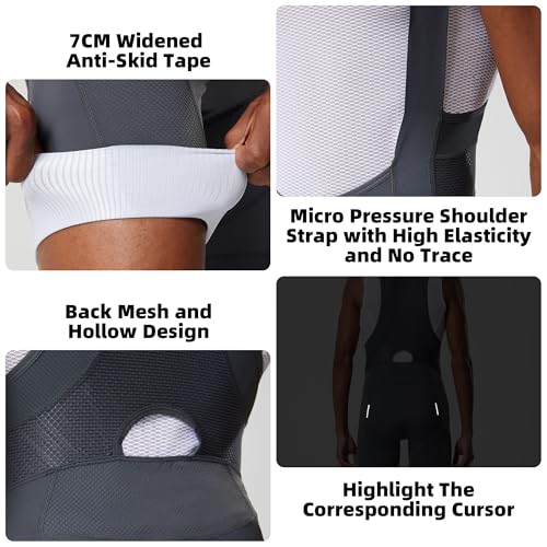 YKYWBIKE Men Cycling Bib Shorts - Elastic Interface Padded Cycling Bib Shorts Men\'s Breathable MTB Road Bike Tights Race Summer Shorts Obsidian Black