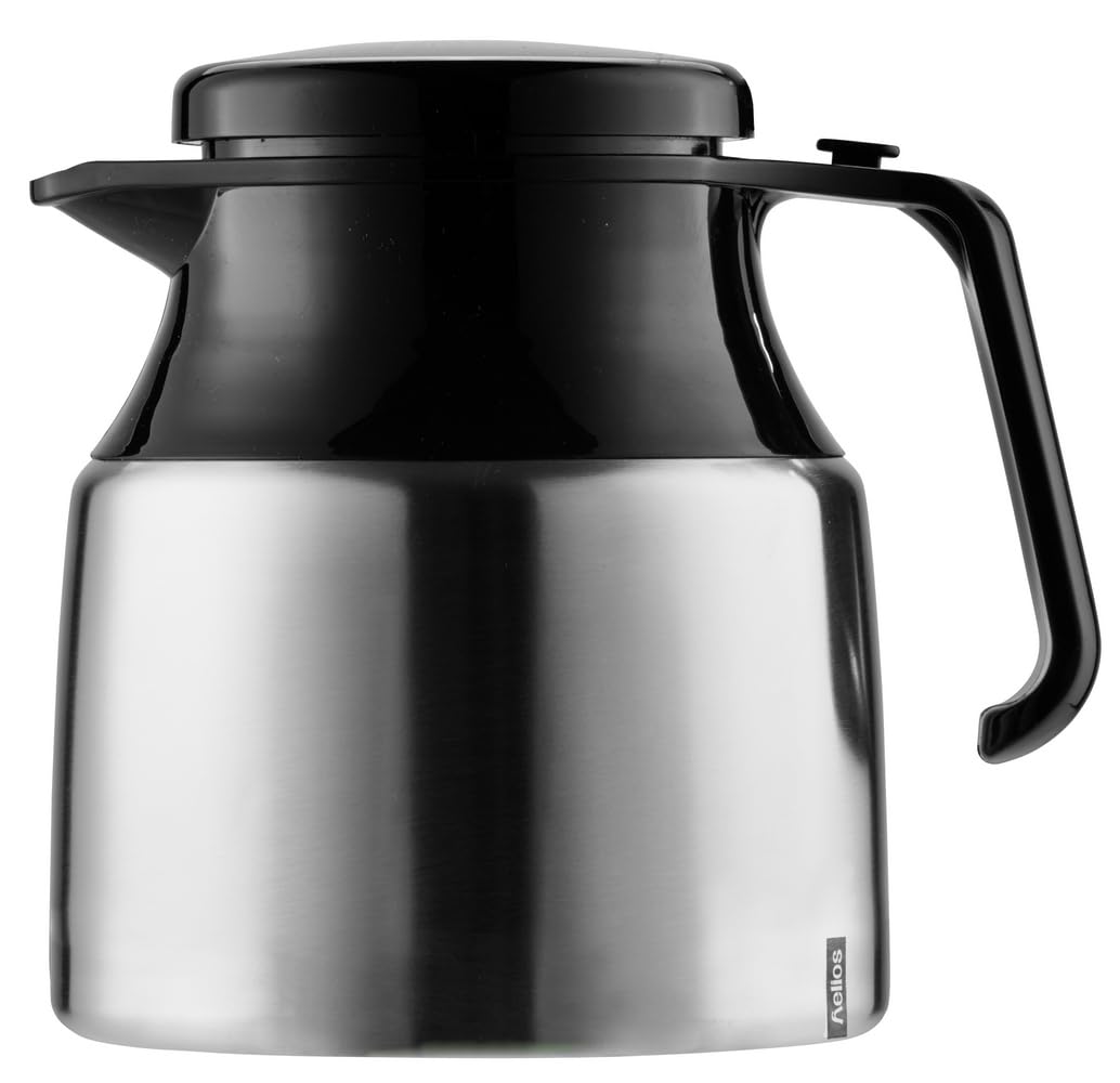 Helios Mondial Edelstahl Thermoskanne 1,3 L – 6h heiß - Bruchsicher – Inkl. Teebeutelhalterung – Einfache Reinigung, Matt
