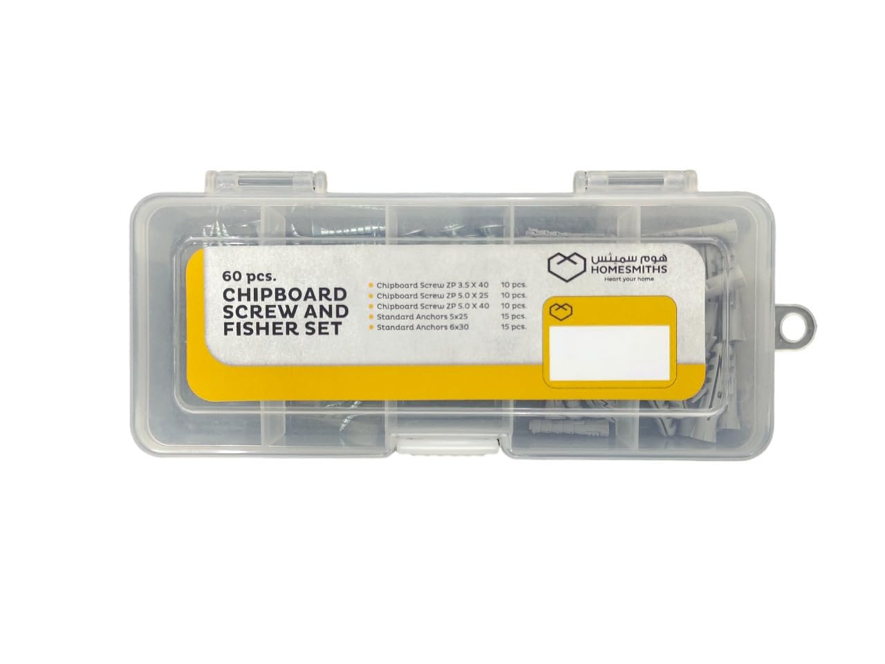 Homesmiths 60pcs Chipboard Screw and Fisher set