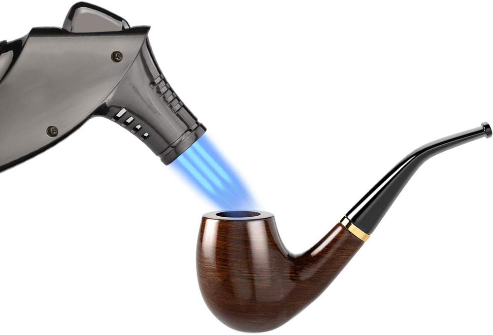 TOPKAY Torch Lighter, Cigar Lighter, Pipe Lighter, Triple Jet Flame Torch Lighter, Windproof Refillable Butane Gas Torch Lighter with Cigar Punch, Safety Lock, Zinc Alloy Material (Sold Without Gas) : Health & Household