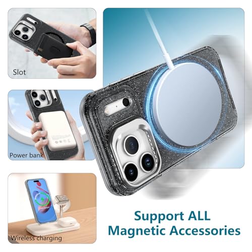 Coque iPhone 17 Pro Max silicone rigide magnétique couleur violet pailleté - 4