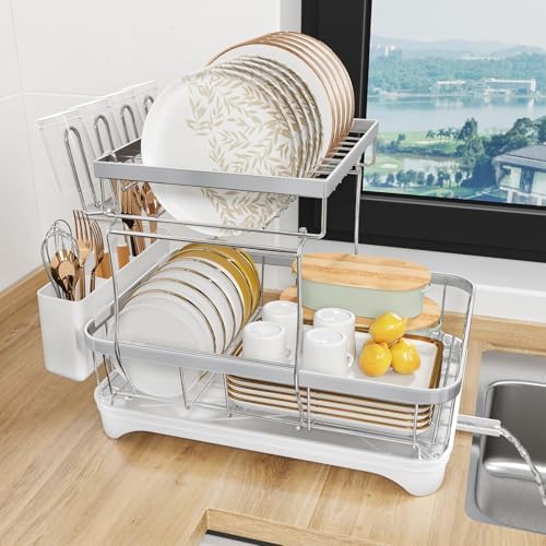 Dish Drying Rack for Kitchen Counter, 2-Tier 304 Stainless Steel ...