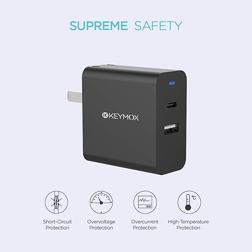 Miniatura 6 de Cargador USB C, KEYMOX 30W Cargador de 2 puertos con adaptador de entrega de energía de 18 W, para iPhone 1212 Mini12 Pro Max 11 Pro, Galaxy S10 S9+