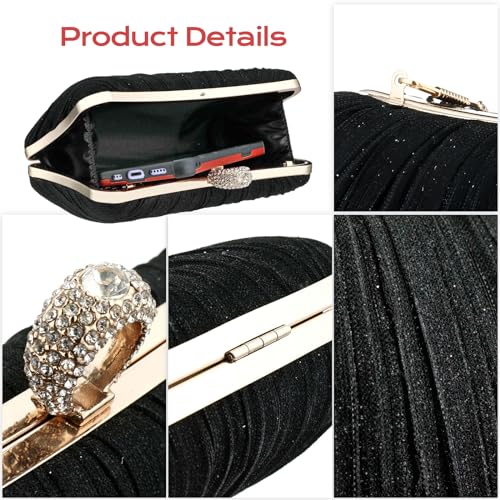 Image of Simcat Women Gold Clutch Purses Glitter Evening Handbag Pleated Evening Bag for Lady Formal Bridal Wedding Prom
