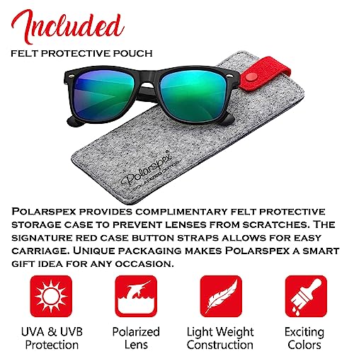 Image of PolarSpex Polarized Sunglasses for Men and Women | UV Protection, Durable Lightweight Frame, Retro Style, Felt Carrying Case, Clear Vision for Driving, Fishing & Everyday Wear.