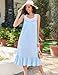 Ekouaer Women's Nightgowns Long Sleeveless Night gown with Pockets Soft Ladies Nightdress Lace Trim Victorian Sleepwear Vintage Old Fashioned Gown Light Blue
