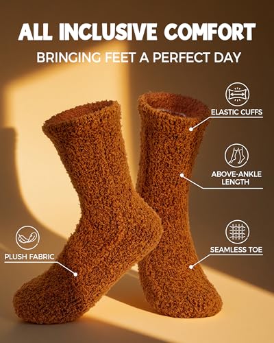 5 Pairs Fluffy Soft Cozy Warm Fuzzy Socks for Fall Winter Gifts Christmas Stocking Stuffers4