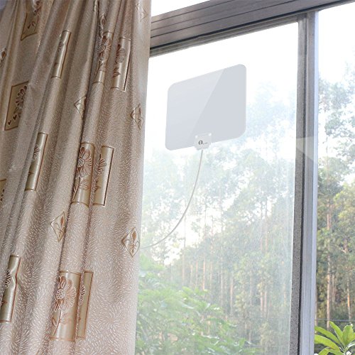 TV Antenna - 1byone Thin and Shiny Indoor Hdtv Antenna, Indoor TV Digital HD Antenna 4K HD Freeview Life Local Channels with 16.5 Feet Extra Long High Performance Coaxial Cable