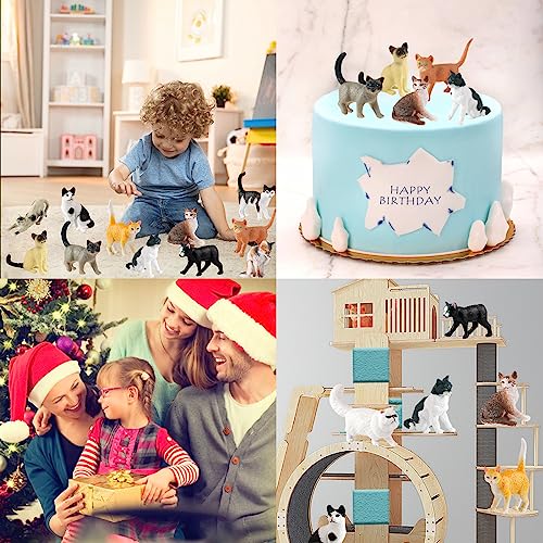 Scahow SW016-CATS 12Pcs Realistic Cat Figurines, Plastic Mini Cat Figures Toys, Kitten Miniature Toys Cake Topper Easter Eggs Christmas Birthday Gift For Kids Boys Girls thumb #5