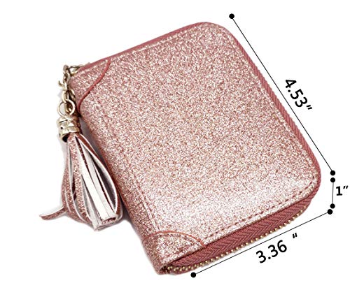 Yuhan Pretty Womens Credit Card Holder Wallet Rfid Leather Small Id Card Case (20 Card Slots - Glitter Gold Purple) #TOP5