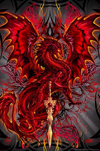 Dragonblade Bloodblade Red Dragon Sword By Ruth Thompson Fantasy Poster Magical Warrior Symbol Cool Wall Decor Art Print Poster 24X36 #TOP6