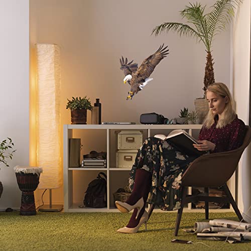 PLIGREAT 3 Pcs Flying Bald Eagles Birds Wall Stickers, Removable Vinyl Peel and Stick Wall Decals for Nursery Bedroom Study Living Room Playroom Wall Decorations Office Home DIY Wall Art Decor by PLIGREAT - Used condition - Image 4